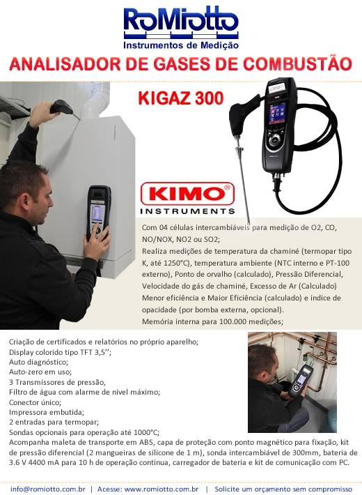 Analisador de gases de combustão, KIGAZ 300 KIMO